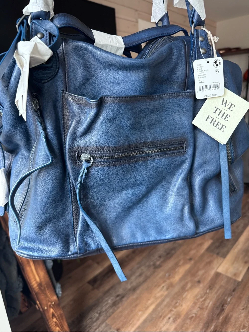 New - Free People Large Emerson Tote - Dark Rinse